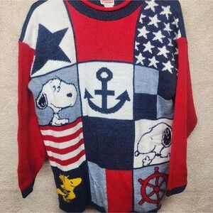 VTG Snoopy and Friends Knit Sweater Cartoon Art‎ USA Made Mens Medium